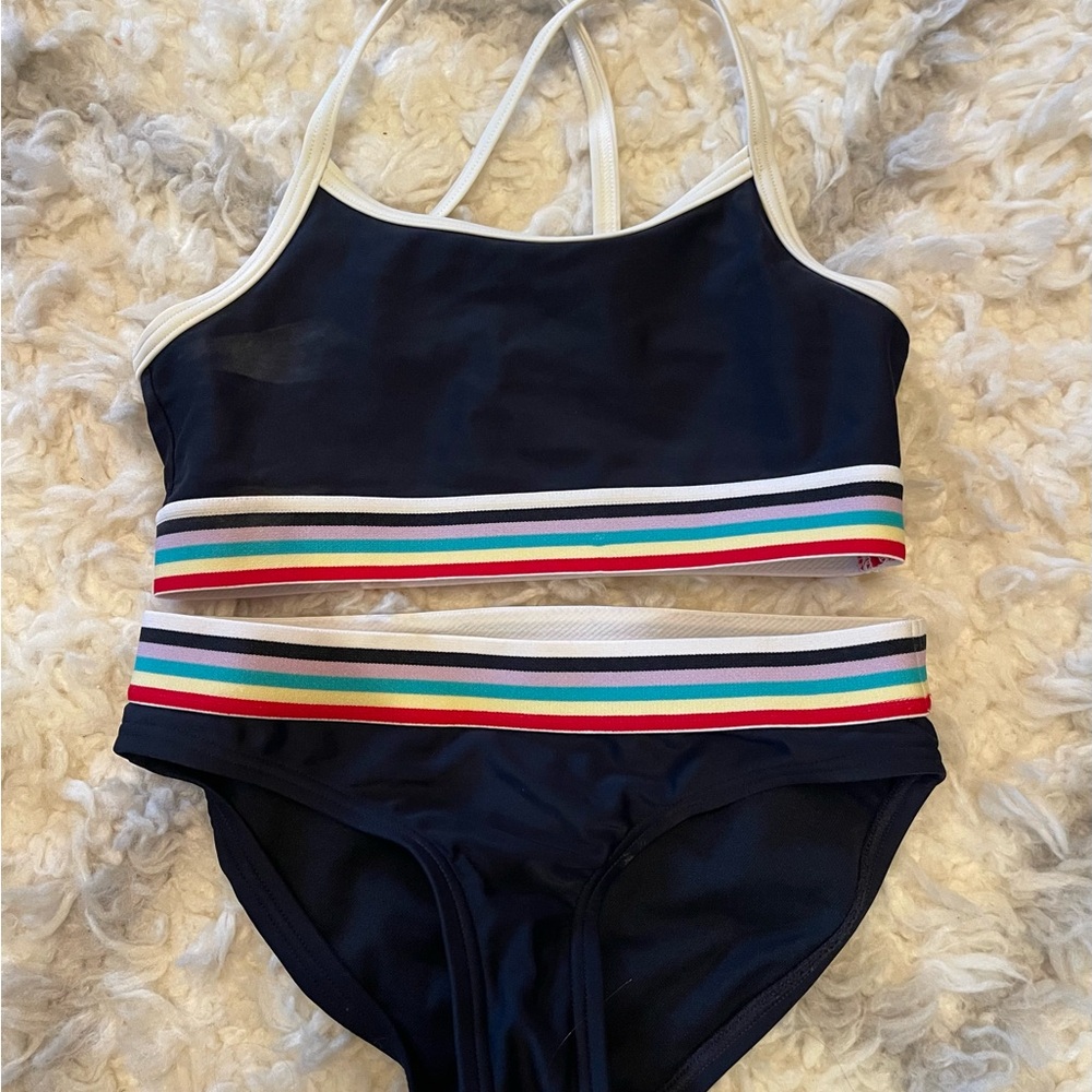 Abercrombie Kids Navy Bikini with Colorful Stripes